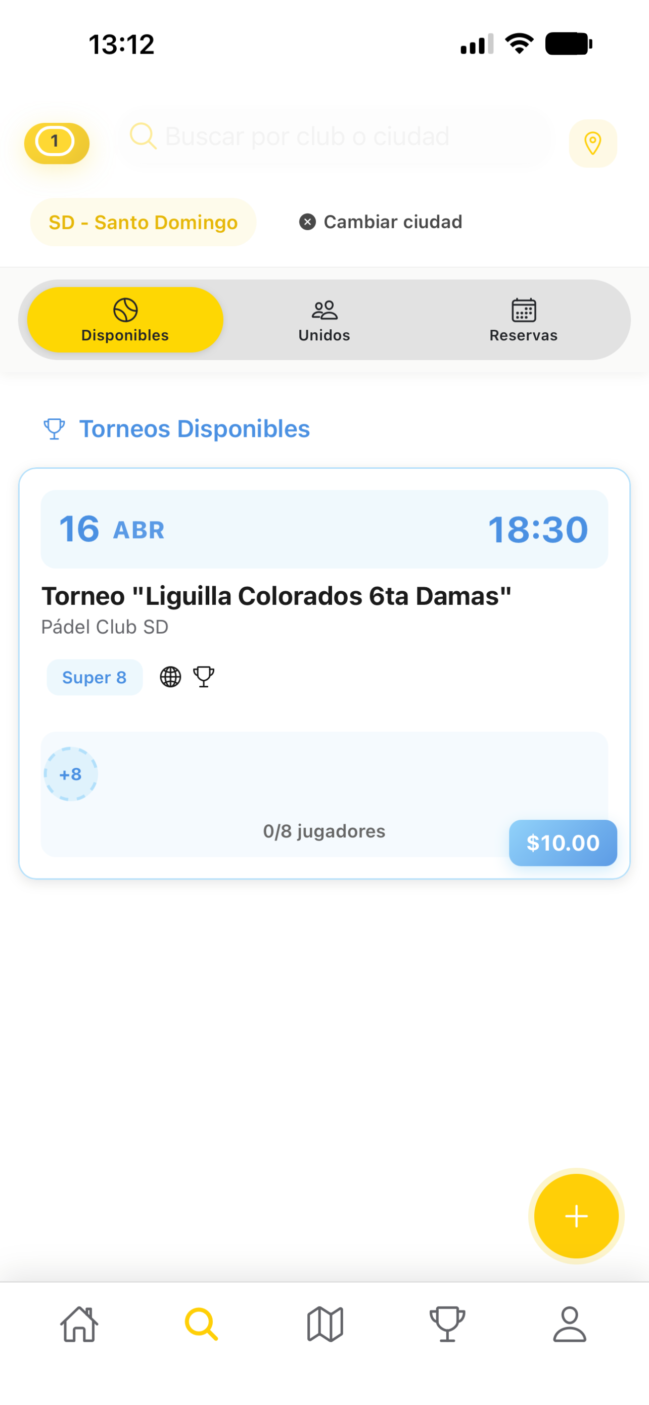 Partidos disponibles en Volea